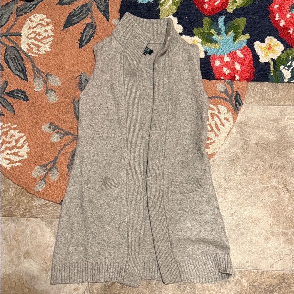 Lauren Ralph Lauren Gray Wool Cashmere Sweater Vest